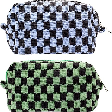 PAZIMIIK Checkered Makeup Bag for Purse Portable Zipper Make Up Pouch Small Cosmetic Case for Tra... | Amazon (US)
