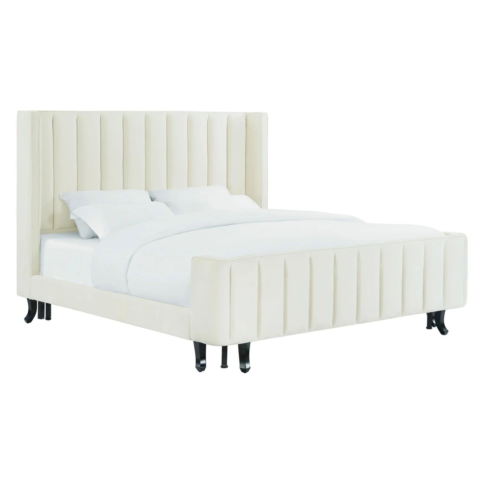 TOV Furniture Waverly Cream Velvet Upholstered Low Profile Bed | Walmart (US)