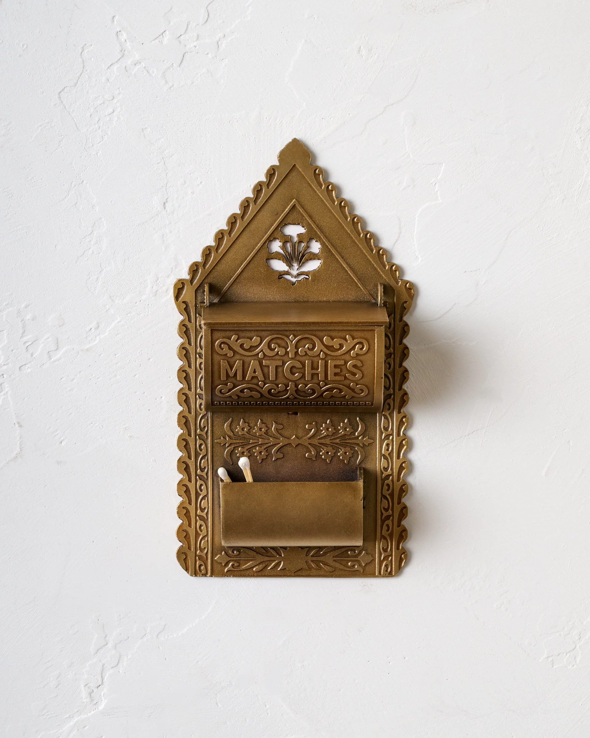 Antique Brass Iron Match Holder | Magnolia