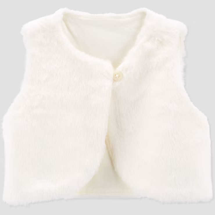 Carter's Just One You®️ Baby Girls' Fur Vest - White | Target