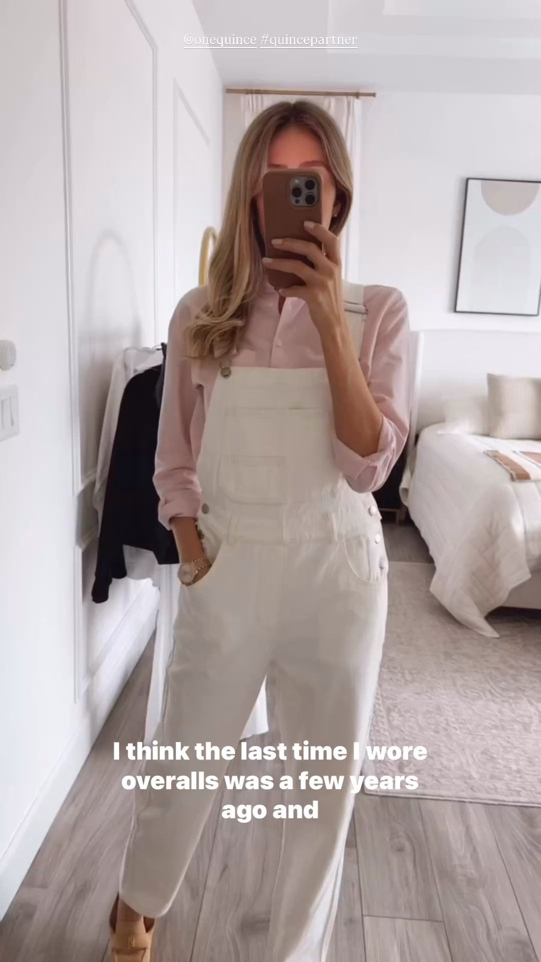 Beautiful spring outfit idea. Love how versatile it is and the soft pink adds such a nice touch. Runs true to size, I’m wearing size small on top and overall. @onequince #quincepartner

#LTKootd #LTKU #LTKSeasonal