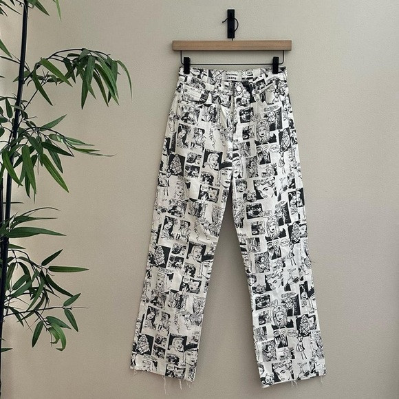 Reformation Black & White Comic Graphic Print Jeans | Poshmark
