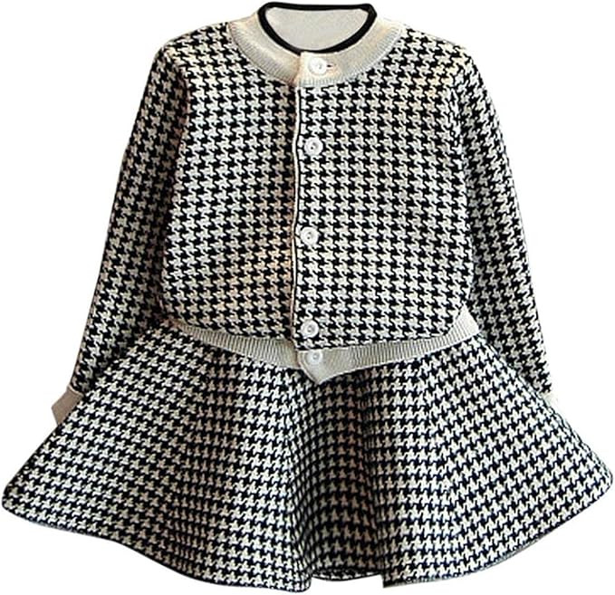 CM C&M WODRO Girls Dress Autumn Winter Toddler Kids Plaid Knitted Sweater Dress Set Baby Girls Co... | Amazon (US)