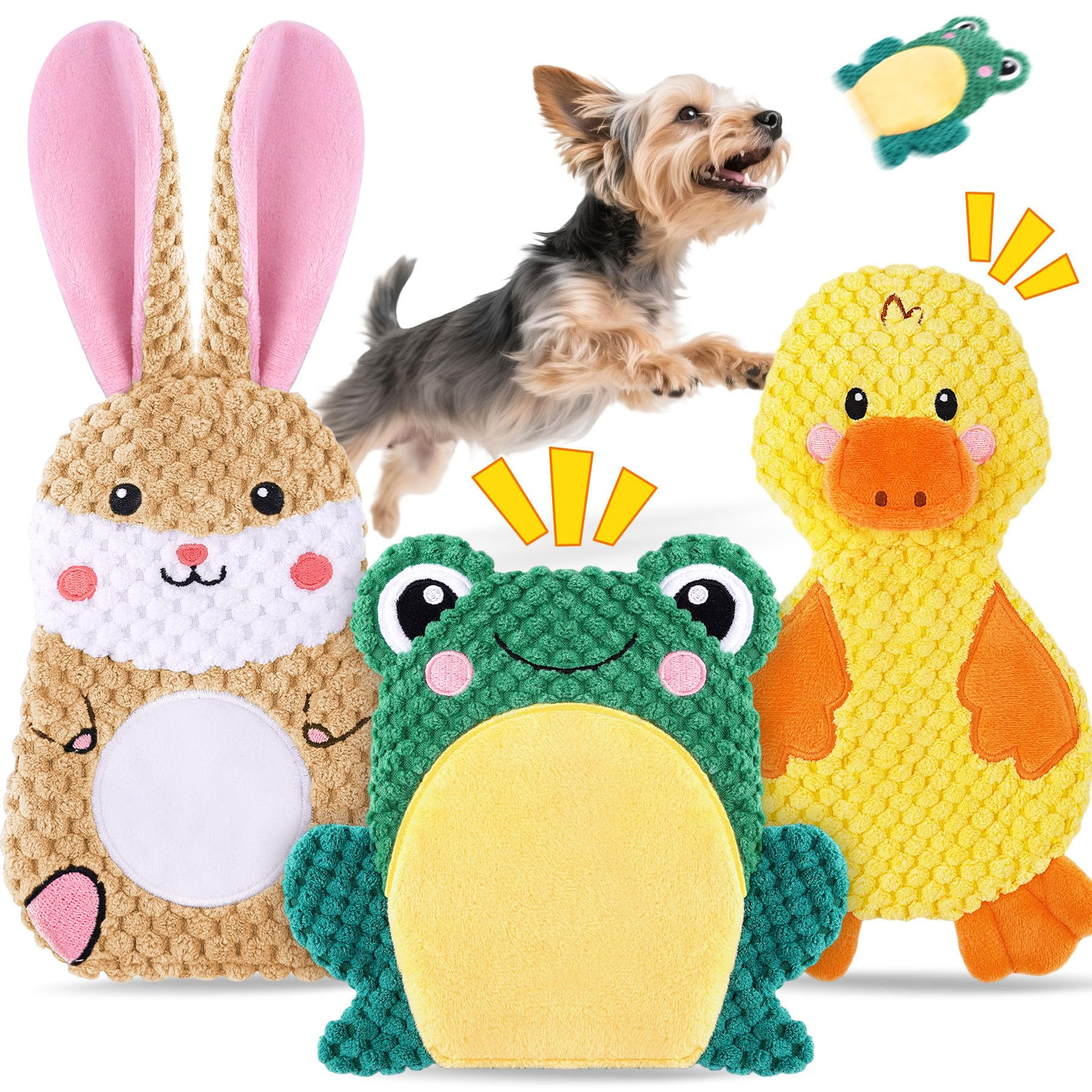 XIUGOAL Dog Toys to Keep Them Busy, 3 Pack No Stuffing Interactive Dog Toys with Crinkle, Squeaky... | Amazon (US)