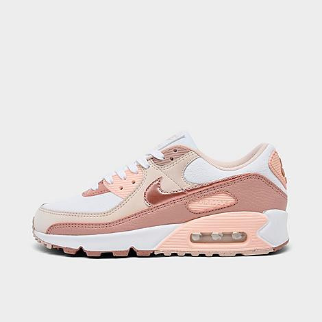 Nike Women's Air Max 90 Next Nature Premium Casual Shoes in White/Particle Pink/Washed Coral Size: 5.5 | Finish Line (US)