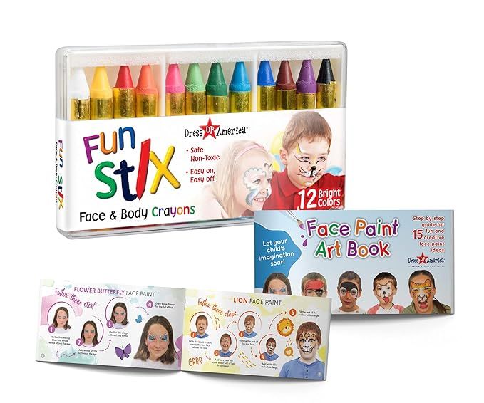 Dress Up America Face Paint Crayons - With Artbook & Easy To Follow Facepainting Designs -Safe No... | Amazon (US)