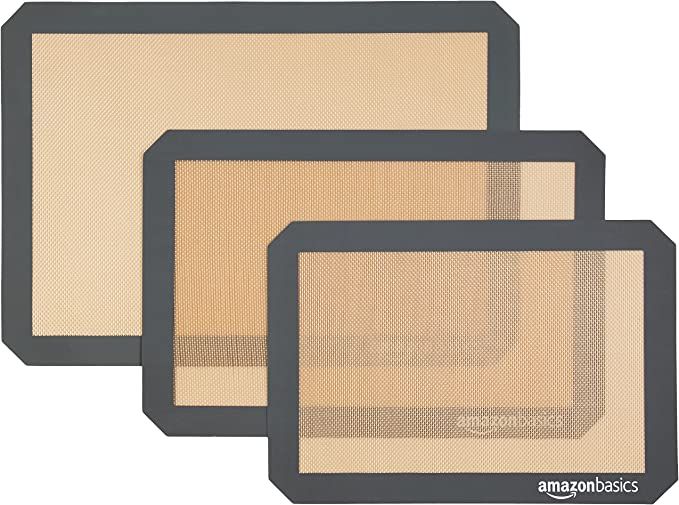 Amazon Basics Silicone, Non-Stick, Food Safe Baking Mat, Pack of 3, Beige/Gray, Rectangular, 16.5... | Amazon (US)