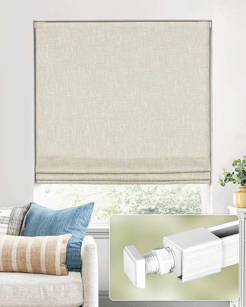 No Tools No Drill Cordless Roman Shades for Indoor Windows 100% Blackout, for Window Size 20" W ... | Amazon (US)