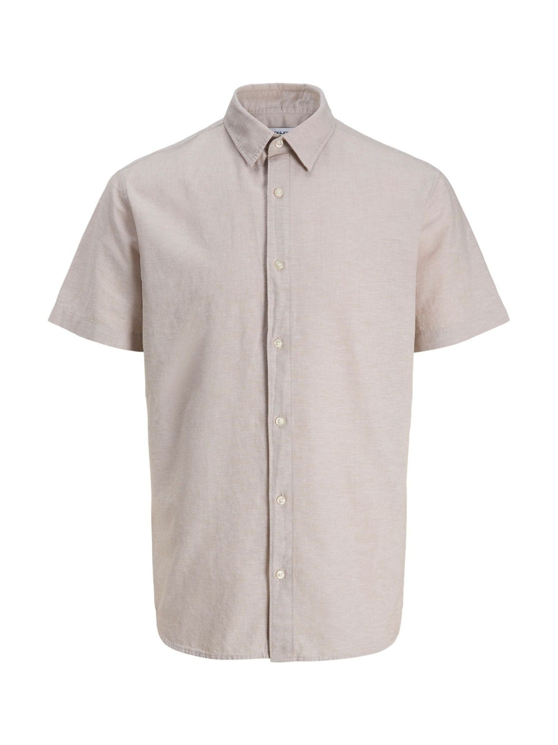 JACK & JONES JACK & JONES Brown Linen Blend Short Sleeve Shirt | Next US