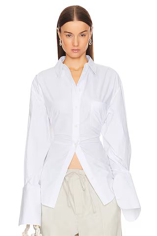 Helsa Poplin Lace Back Shirt in White from Revolve.com | Revolve Clothing (Global)