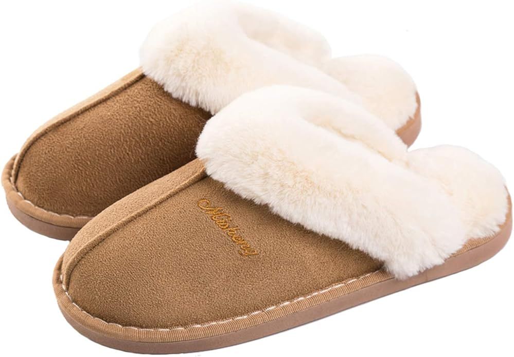 Womens Slippers Soft Plush Warm House Shoes Anti-Slip Fluffy Fur Indoor/Outdoor Slippers | Amazon (US)
