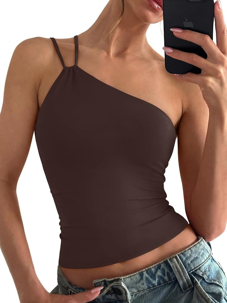 REORIA Off the Shoulder Tops for Women Summer Sleeveless Sexy Going Out Tank One Shoulder Top 202... | Amazon (US)