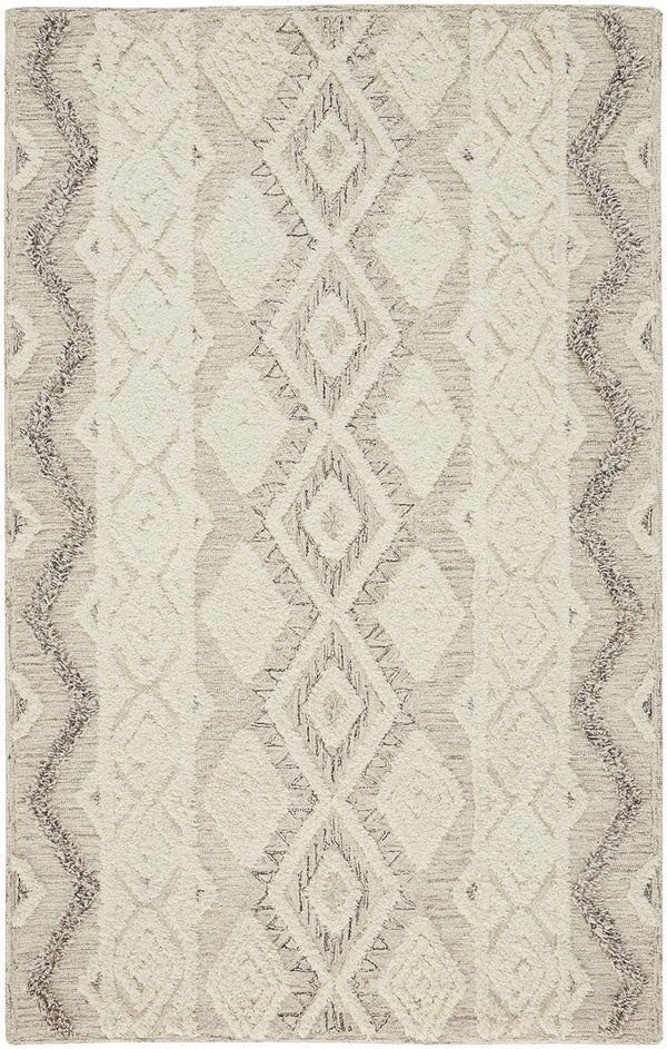 Feizy Anica Premium Wool Tufted Moroccan Style Rug - Ivory & Gray - Available in 6 Sizes | Alchemy Fine Home