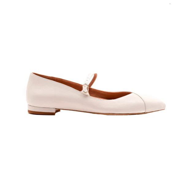 White Leather Mary Jane Forever Flat | ALLY Shoes