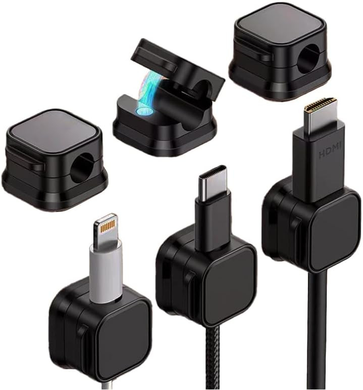 6 Pack Magnetic Cable Clips [Cable Smooth Adjustable] Cord Holder, Under Desk Cable Management, J... | Amazon (US)