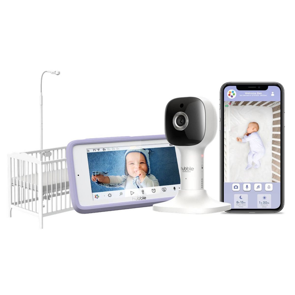 Hubble Connected Nursery Pal Crib Edition 5" Smart HD Baby Monitor with Crib Mount | Target
