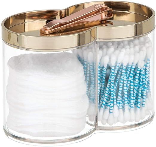 mDesign Plastic Bathroom Vanity Countertop Canister Jar with Storage Lid - Stackable - Divided, D... | Amazon (US)
