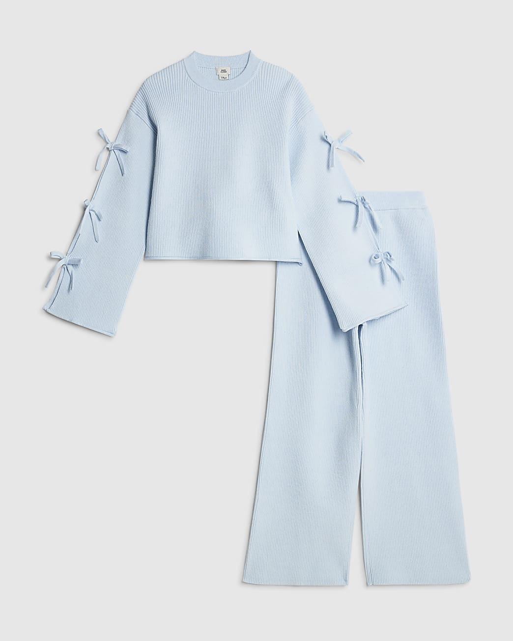 Girls Blue Cut Out Bow Jumper Set | River Island UK & IE