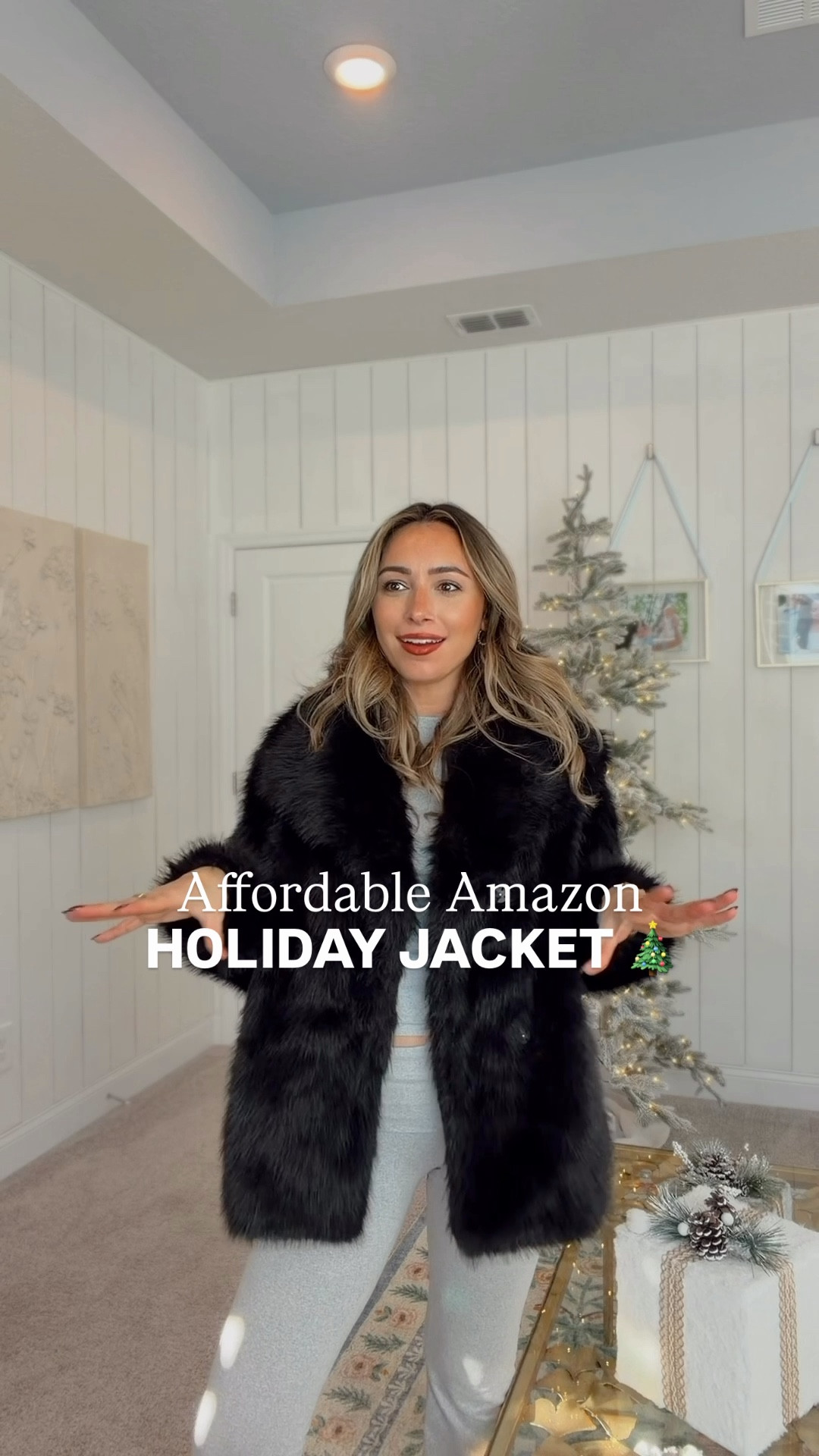 Holiday outfit ideas!! Perfect faux fur jacket to throw on over your holiday outfits. So chic and cool girl I’m obsessed! Wearing small. True to size  

#LTKHoliday #LTKFindsUnder50 #LTKGiftGuide