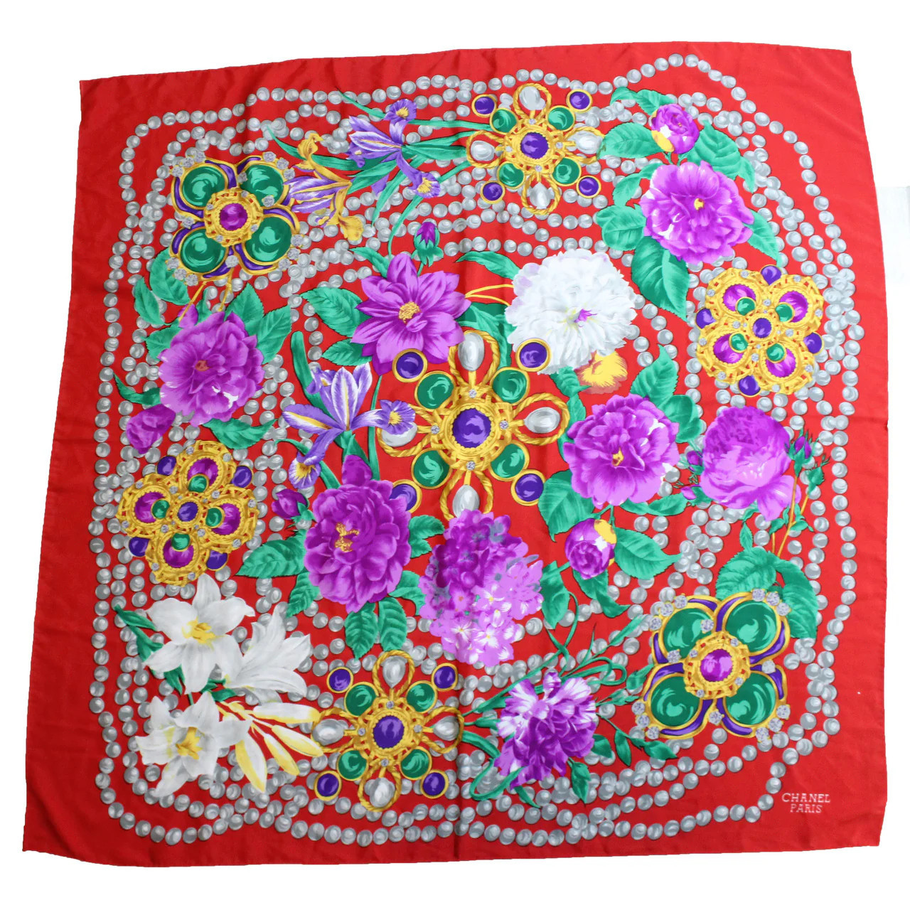 Scarf Red Silk Jewel | Keeks Designer Handbags