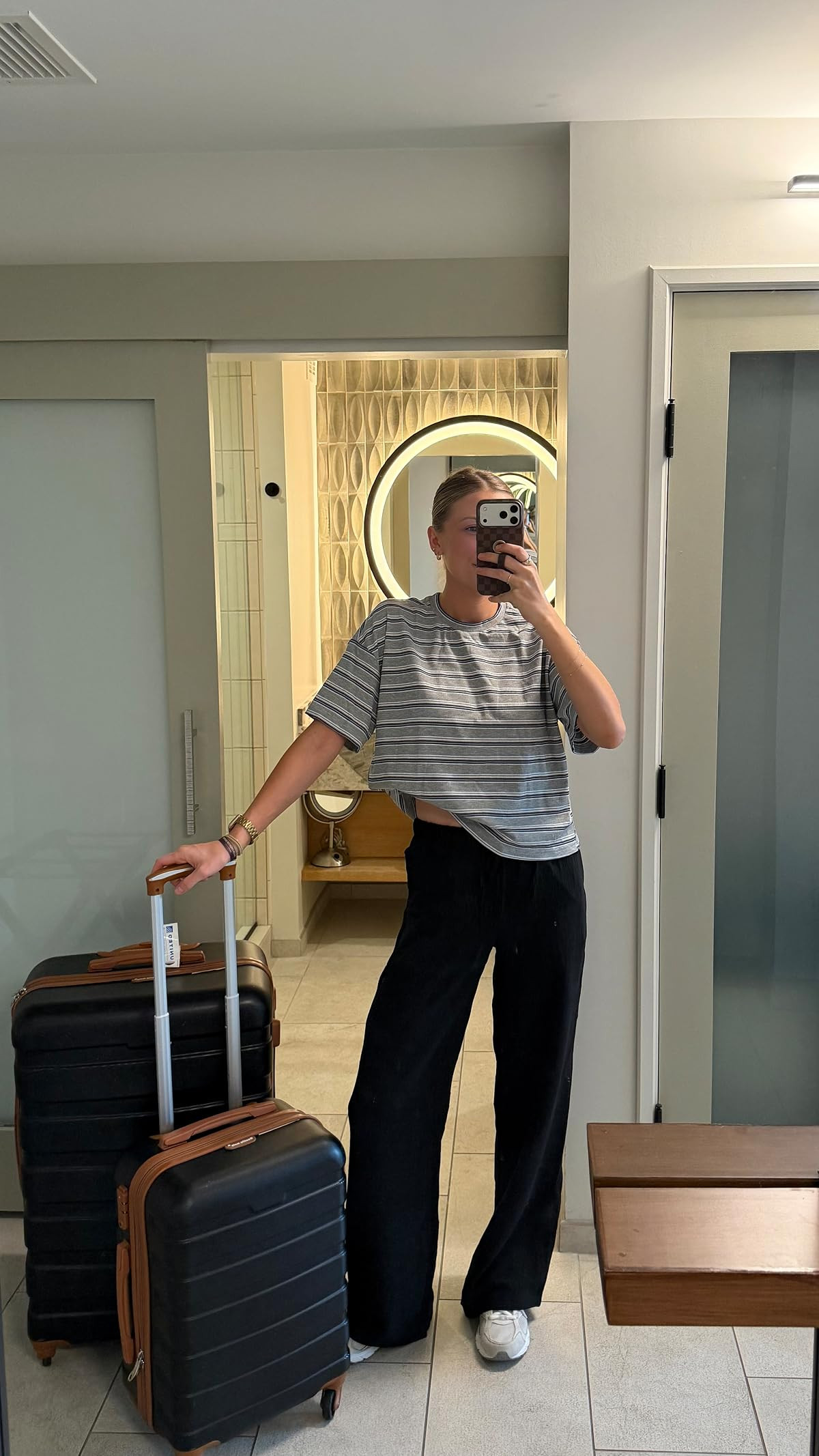 Comfy yet put together travel outfit! The perfect pants for the airplane!! Size S long in pants and XS in tee!
 

 #LTKootd #LTKTravel