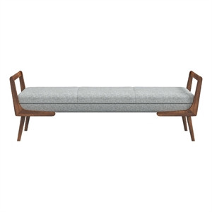 Pemberly Row Mid Century Modern Rectangular Fabric Upholstered Bench in Gray | Cymax