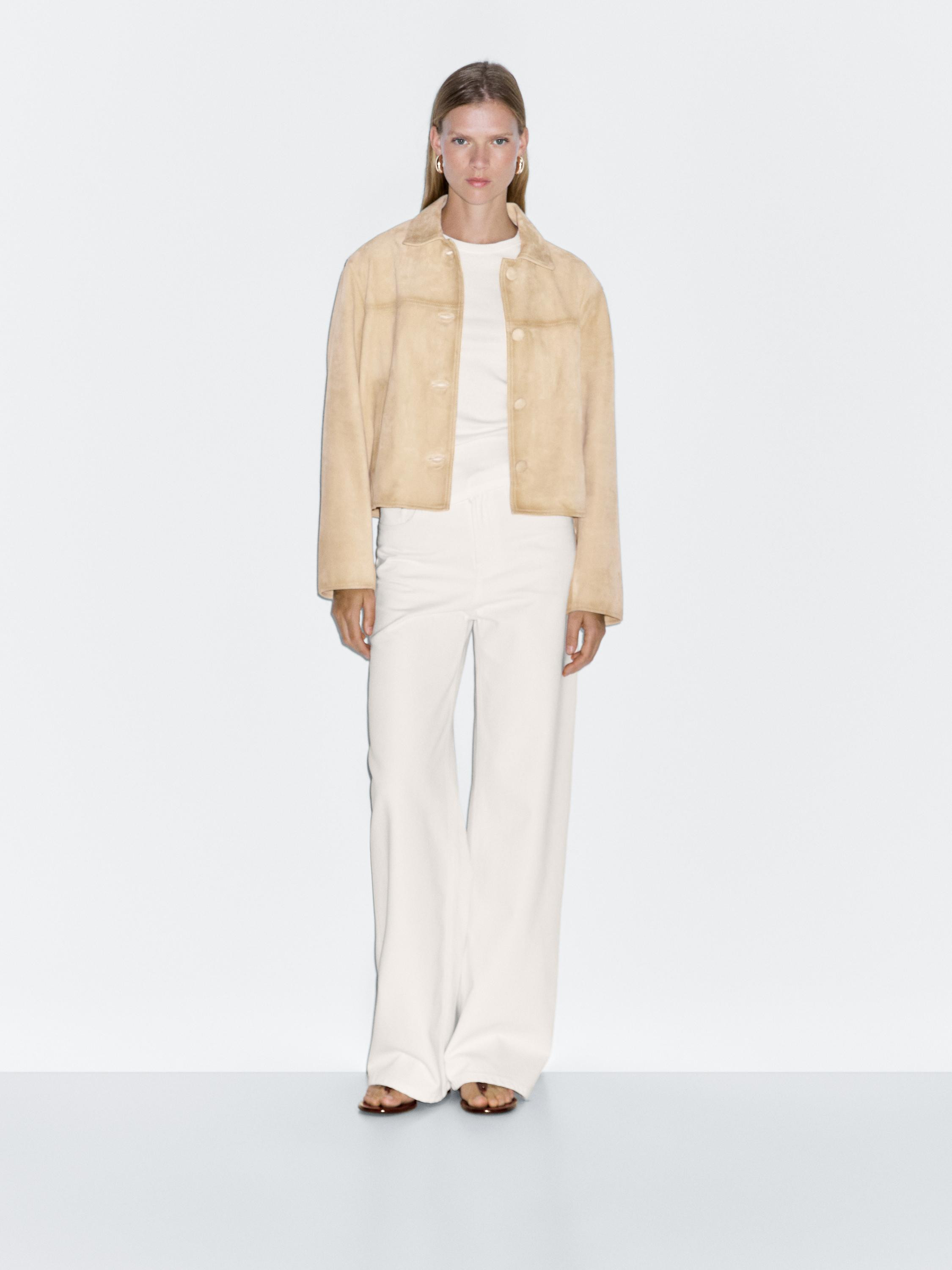 Short suede leather jacket | Massimo Dutti US