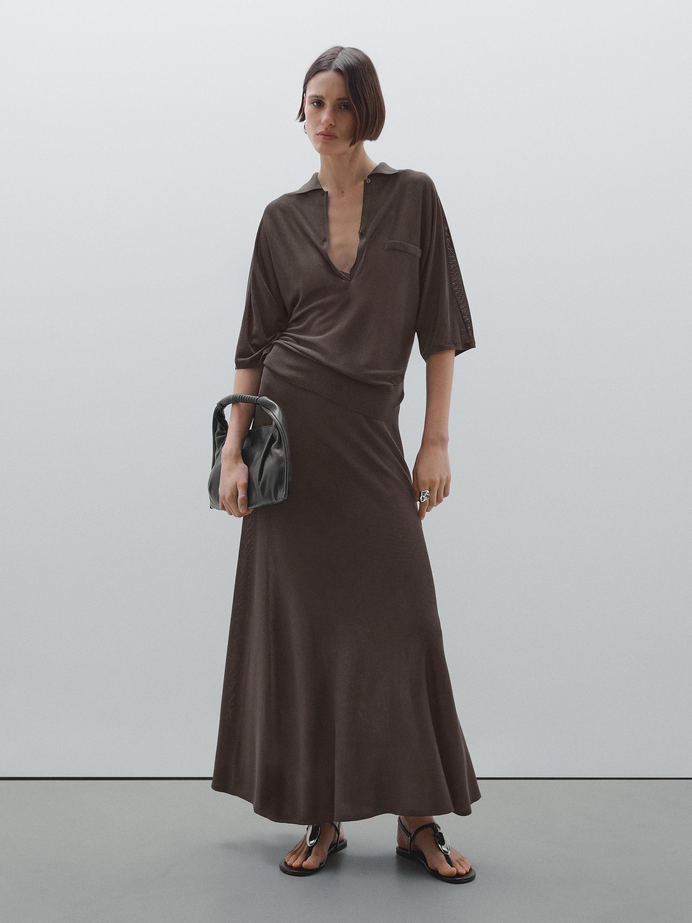 Long flared skirt | Massimo Dutti UK