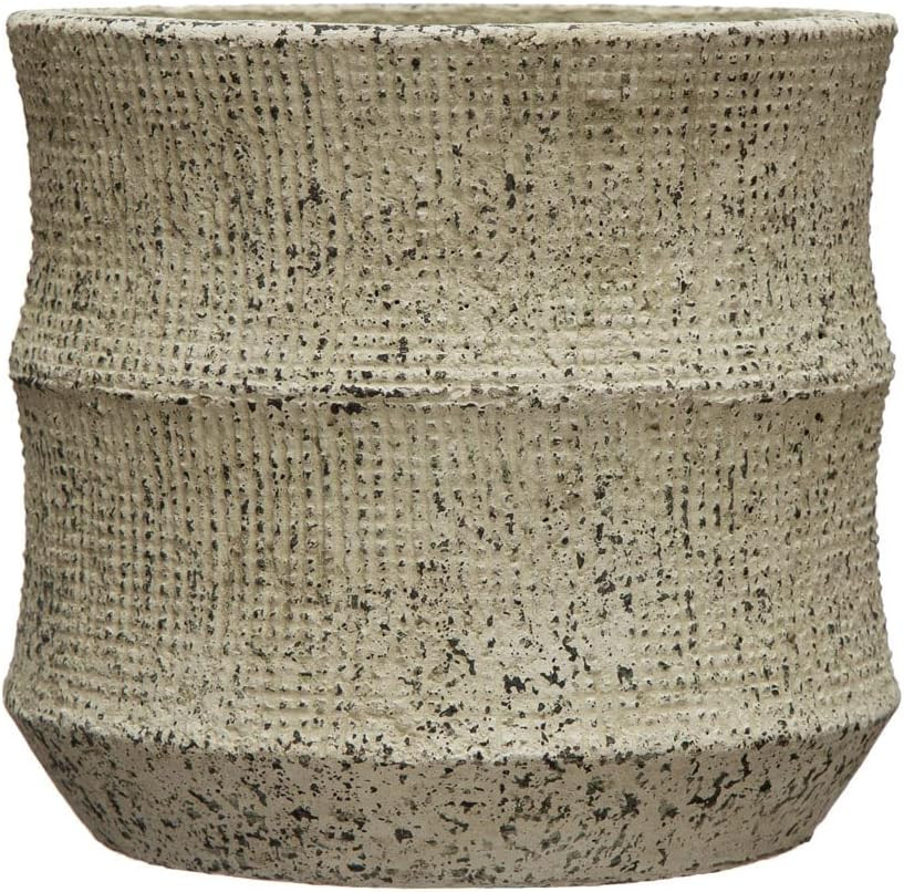 Creative Co-Op Textured Sandstone Planter Pot, 7" L x 7" W x 7" H, Greige | Amazon (US)