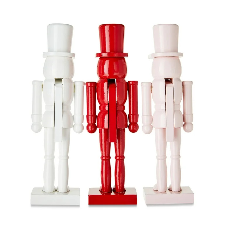 Christmas Indoor Decoration Wooden Nutcracker Tabletop Decor, Set of 3, 8.4 in, by Holiday Time | Walmart (US)