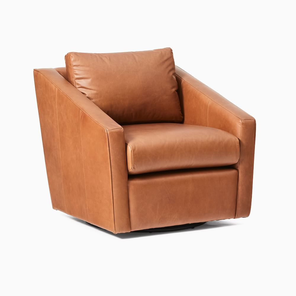 Tessa Deco Leather Swivel Chair | West Elm (US)
