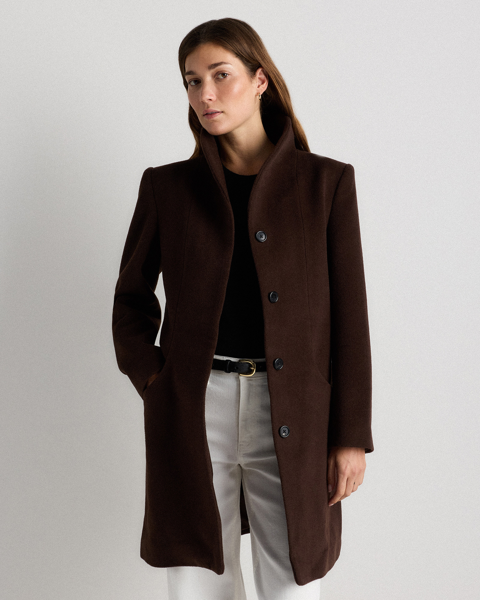 Quince | Women's Wool Cashmere Cocoon Coat in Dark Chocolate, Size XS | Quince