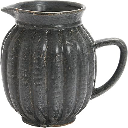 Creative Co-Op Stoneware Fluted Pitcher, Matte Black, 8''L x 6''W x 8''H | Amazon (US)