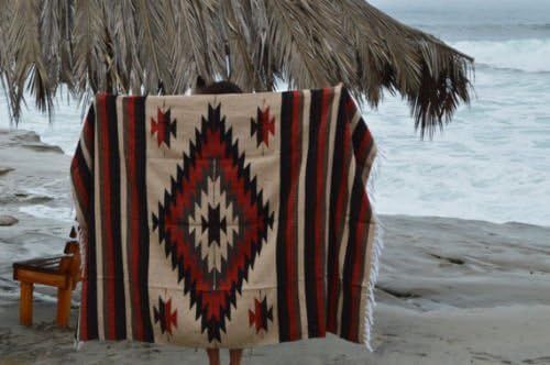 Mexican Blanket Tribal Diamond Burnt Umbre 80 x 48 Authentic Premium XLarge Handwoven Southwestern T | Amazon (US)