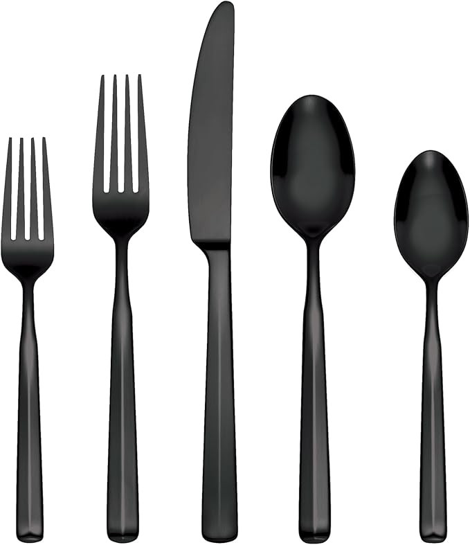 Oneida Silverware Set, Ryder Satin Black 20-Piece Flatware Set, Service For 4, 18/0 Stainless Ste... | Amazon (US)