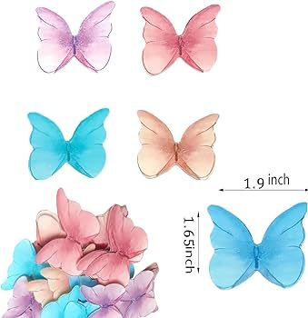 48Pcs Edible Butterflies for Cake Decorating Edible Butterfly Cupcake Toppers Wafer Paper Butterf... | Amazon (US)