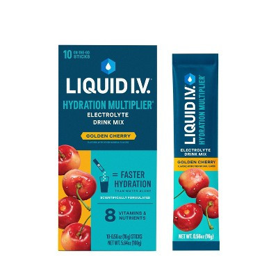 Liquid I.V. Hydration Multiplier Vegan Powder Electrolyte Supplements - Golden Cherry - 0.56oz/10ct | Target