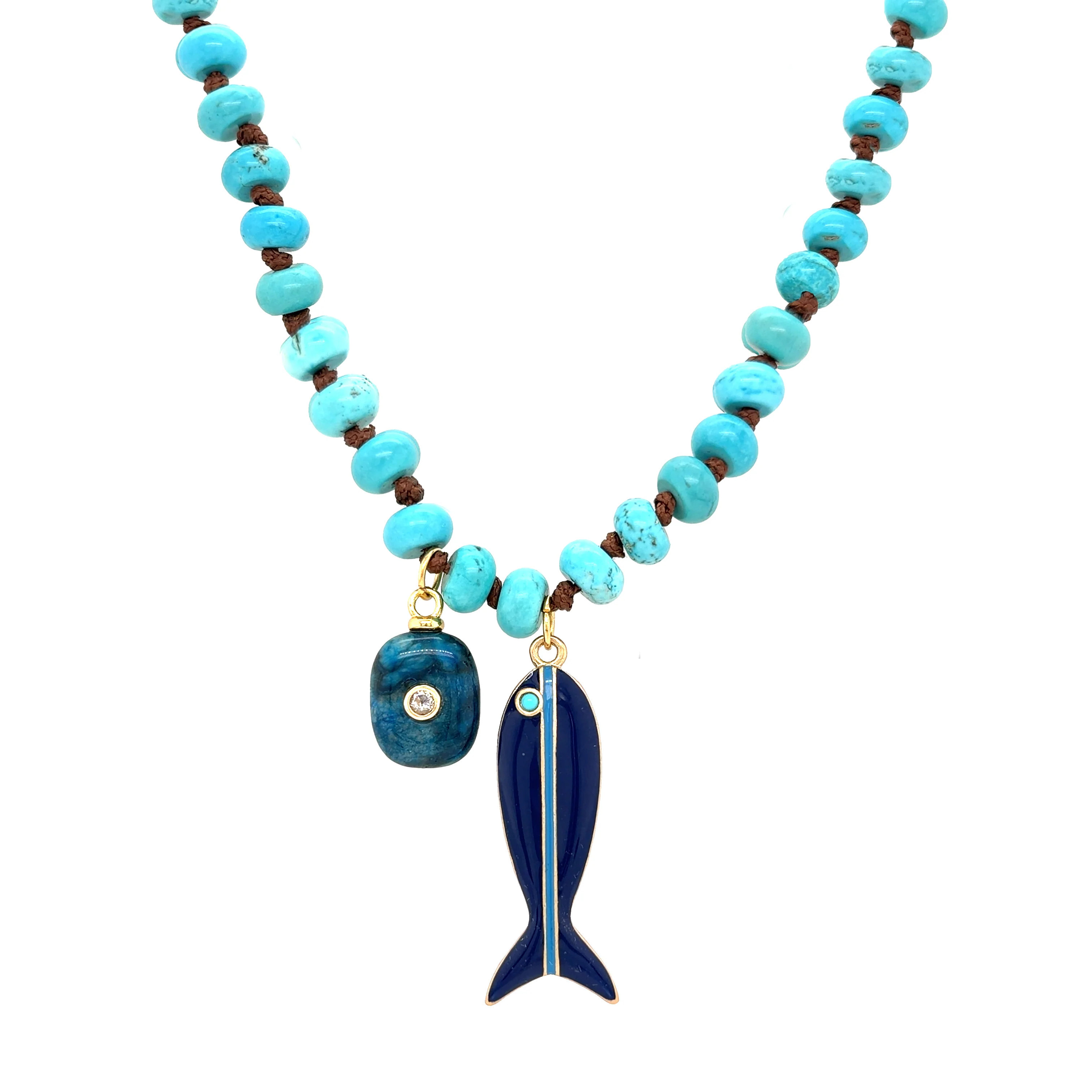 Turquoise Bead Charm Necklace | Jennifer Miller Jewelry