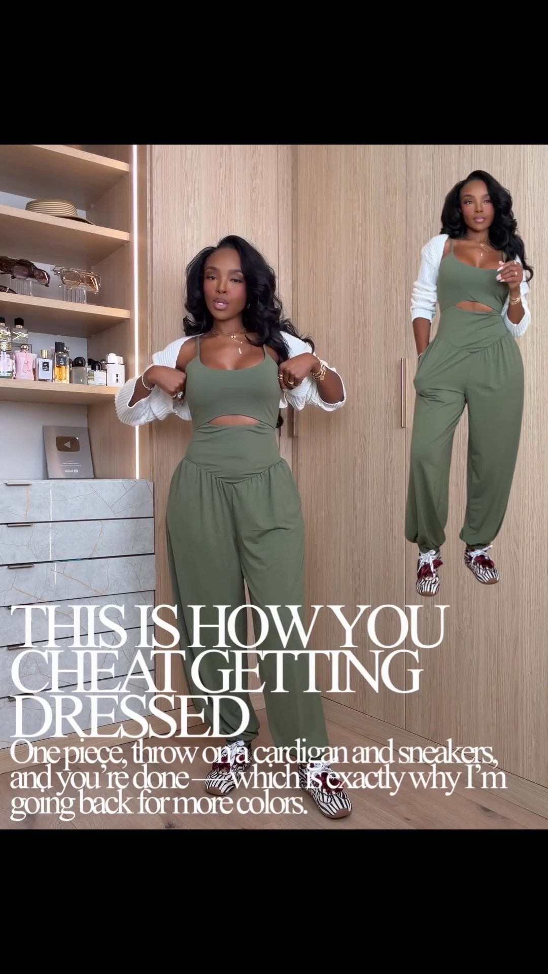 The easiest way to look put together in minutes! 💚✨

One piece, endless outfit possibilities! This sage green cutout jumpsuit is the ultimate throw-on-and-go outfit. Add a white cardigan and sneakers for an effortlessly cute, comfortable look that works for school drop-offs, errands, coffee runs, travel days, or casual weekends. No overthinking required, which is exactly why I love it!

Wearing size Small | 5’4” | 140 lbs | 34D - 27 - 40

Download the FREE LTK app & follow @kirasfashionfinds to shop everything linked below!

casual jumpsuits for women, sage green jumpsuit, olive green jumpsuit, cutout jumpsuit, one piece outfits, comfortable everyday outfits, throw on and go outfits, easy mom outfits, casual mom style, fall outfits 2026, fall casual outfits, cardigan outfit ideas, white cardigan outfit, sneakers outfit women, cute running errands outfits, school drop off outfits, coffee run outfits, travel day outfits, airport outfit ideas, petite jumpsuit outfits, effortless everyday fashion, casual chic outfits, comfy cute outfits, weekend outfit inspiration, fall wardrobe essentials, stylish outfits for busy moms