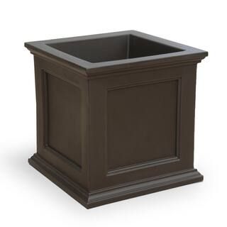 Fairfield 20 in. Square Self-Watering Espresso Polyethylene Planter | The Home Depot