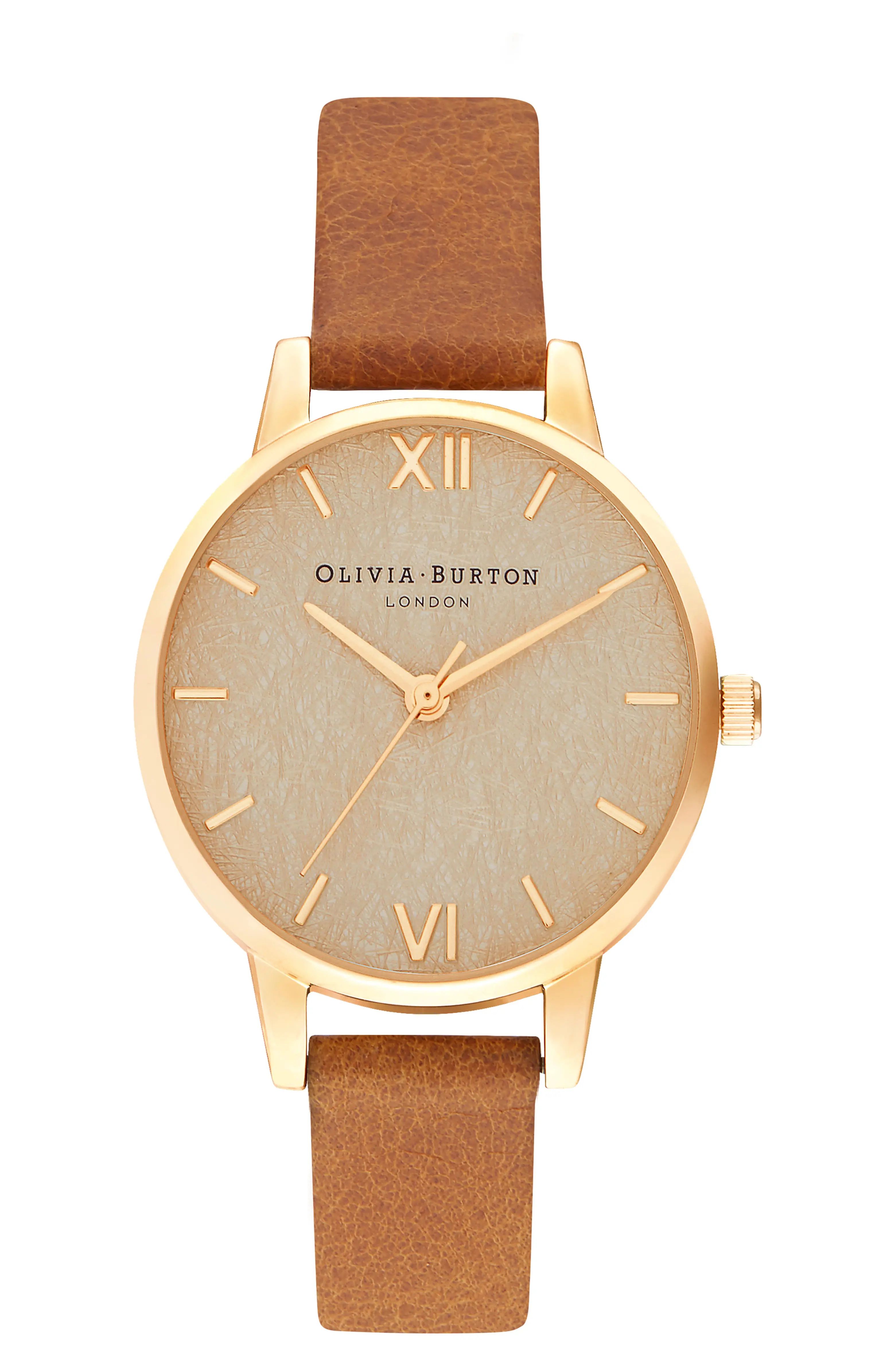Woven Dial Leather Strap Watch, 30mm | Nordstrom