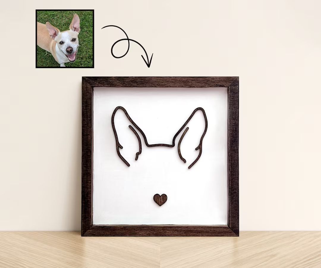 Custom Dog Ear Wall Art, Personalized Dog Ear Outlines, Pet Loss Memorial Gift, Dog Mom Gift - Et... | Etsy (US)