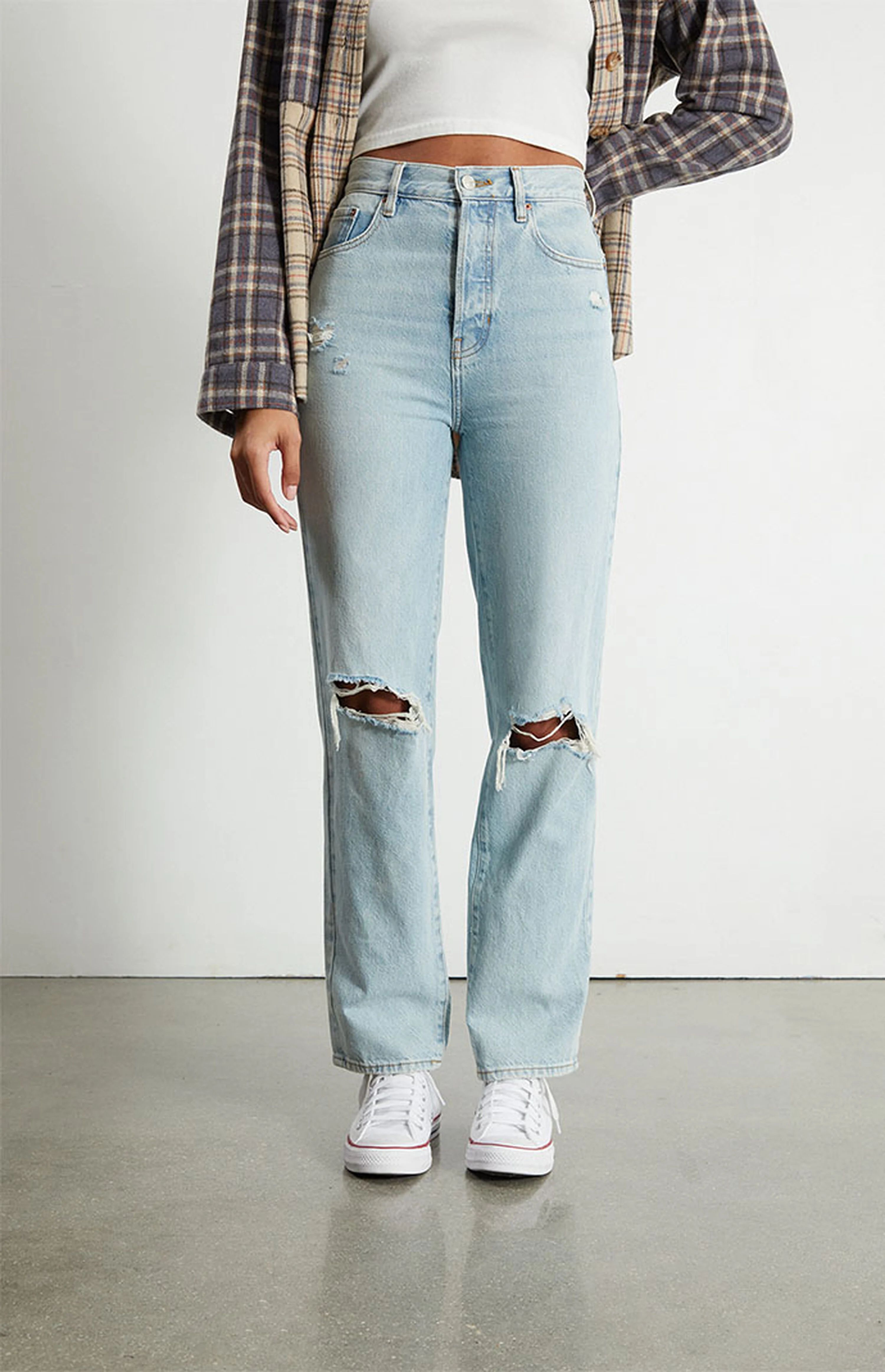 PacSun Eco Light Blue Distressed Dad Jeans | PacSun | PacSun