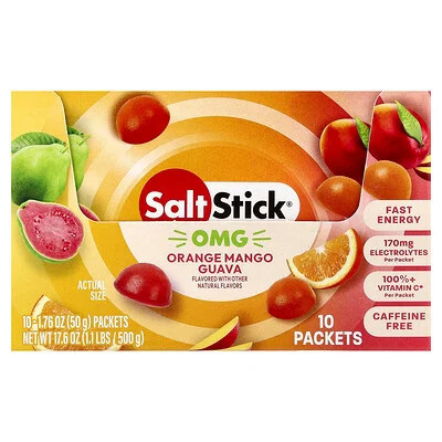 SaltStick, Energy Gummies, Orange Mango Guava, 10 Packets, 1.76 oz (50 g) Each | iHerb