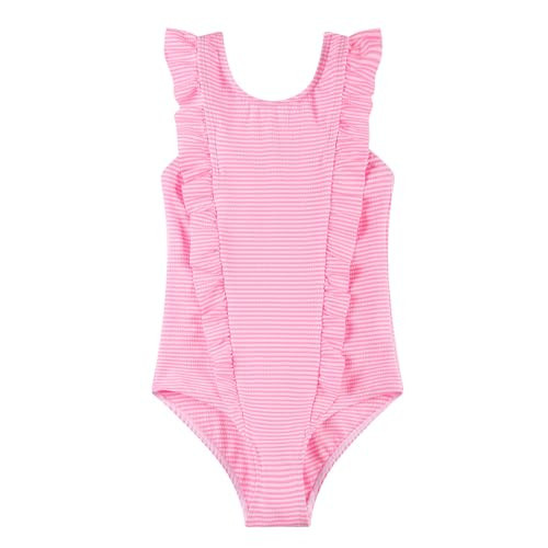 LIZENS Girls One Piece Swimsuit Cute Striped Bathing Suit for Girls(VC719-3,4-5T) Bright Pink | Amazon (US)