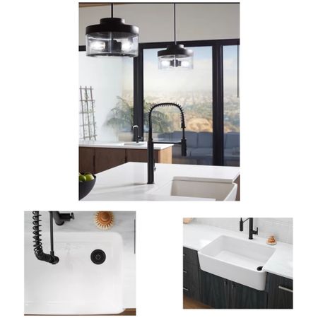 Kitchen ideas—- we love this calming and industrial-chic kitchen by Kohler. The on-trend matte black semi-professional kitchen faucet makes a stunning statement while the clean-lined modern farmhouse cast iron sink is inviting and elegant., which is scratch and crack resistant. The pendent is such a minimalist beauty. 

#LTKFind #LTKfamily #LTKhome