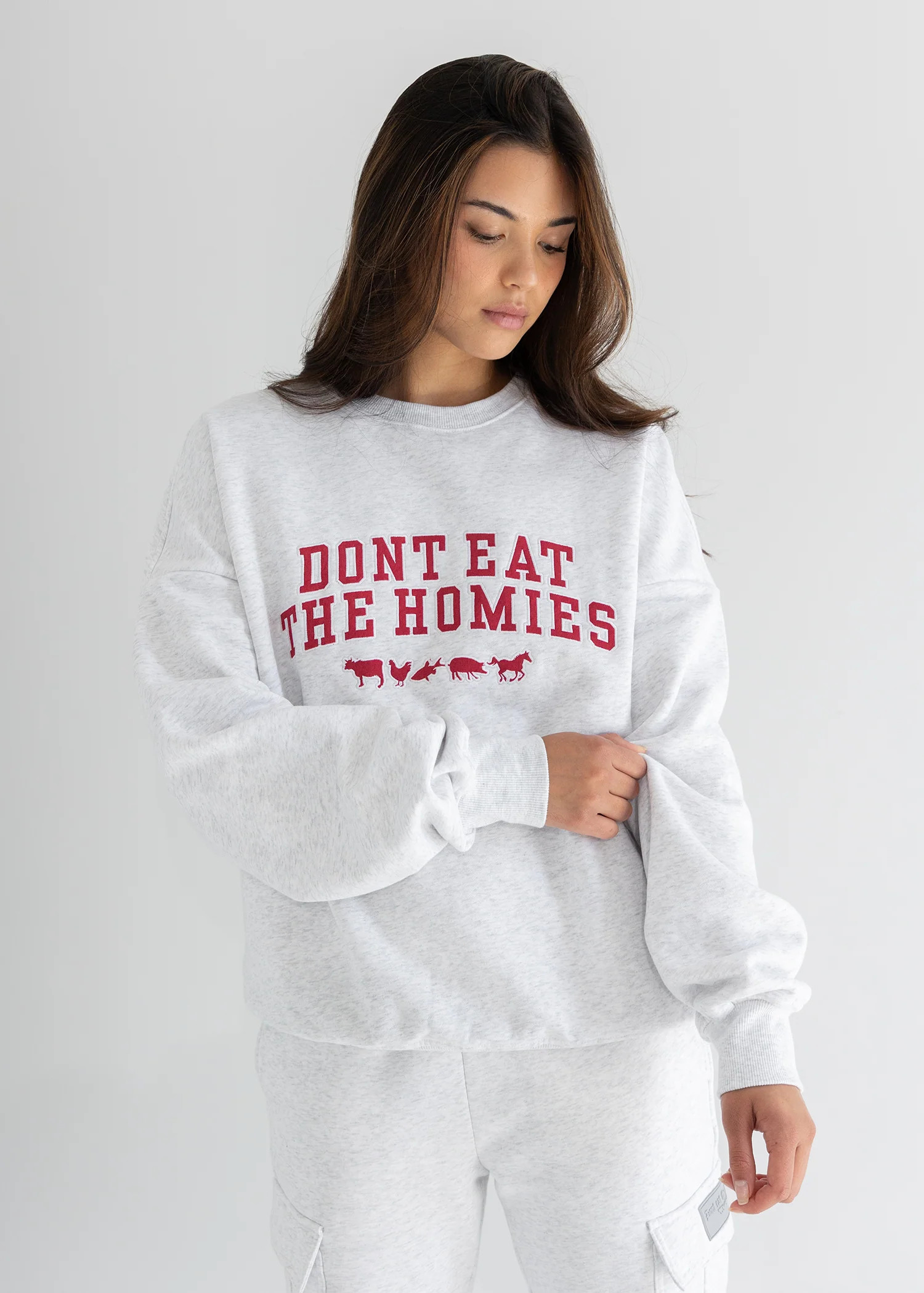 DONT EAT THE HOMIES - HEATHER VARSITY CREWNECK | DONT EAT THE HOMIES