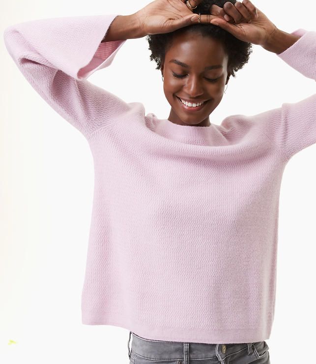 Textured Bell Sleeve Sweater | LOFT