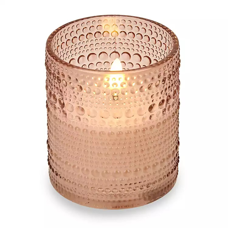 LED Mauve Hobnail Glass Pillar Candle, 3x4 | Kirklands