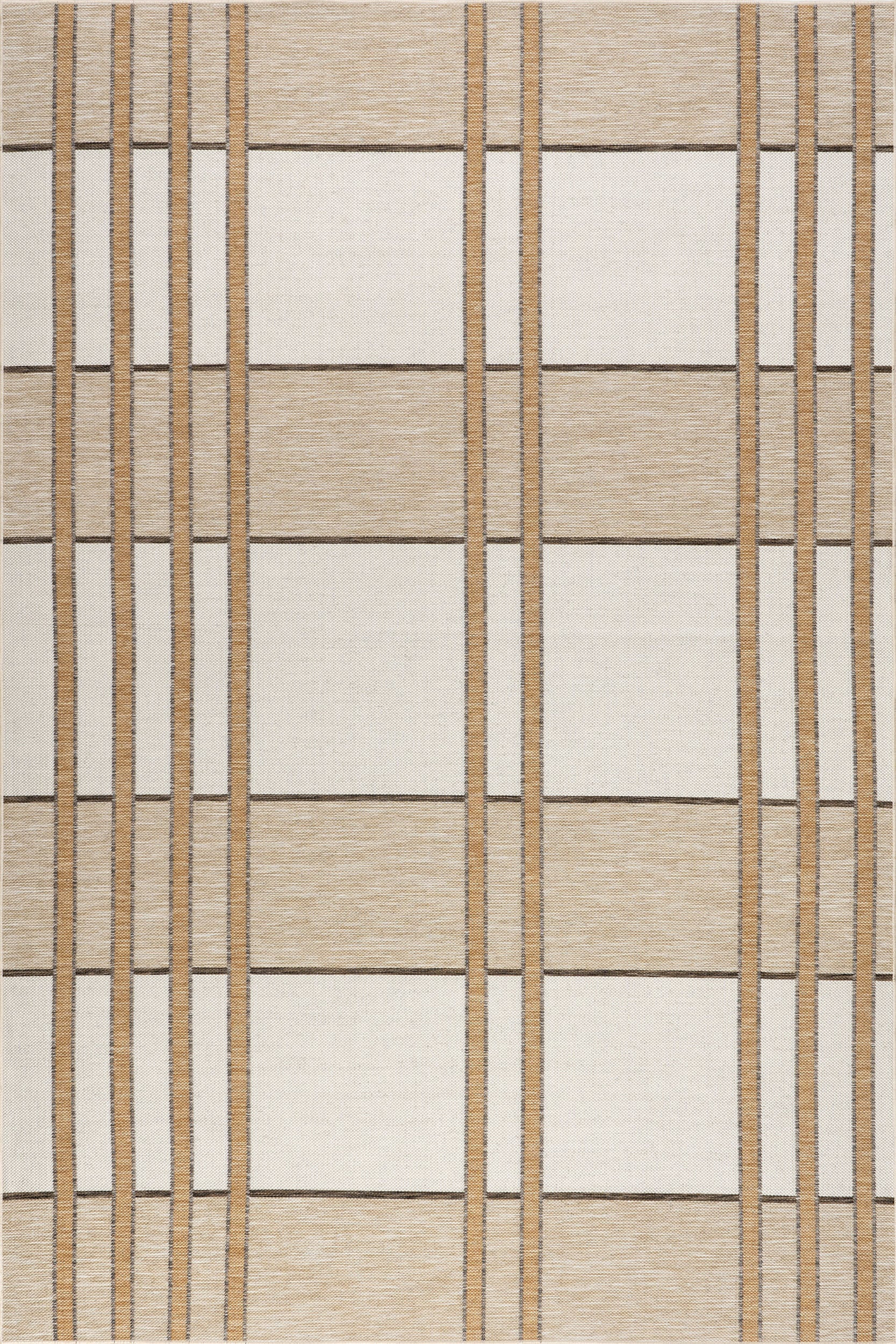 Beige Dylan Chunky Plaid Indoor/Outdoor 5' 3" x 7' 7" rug | Rugs USA